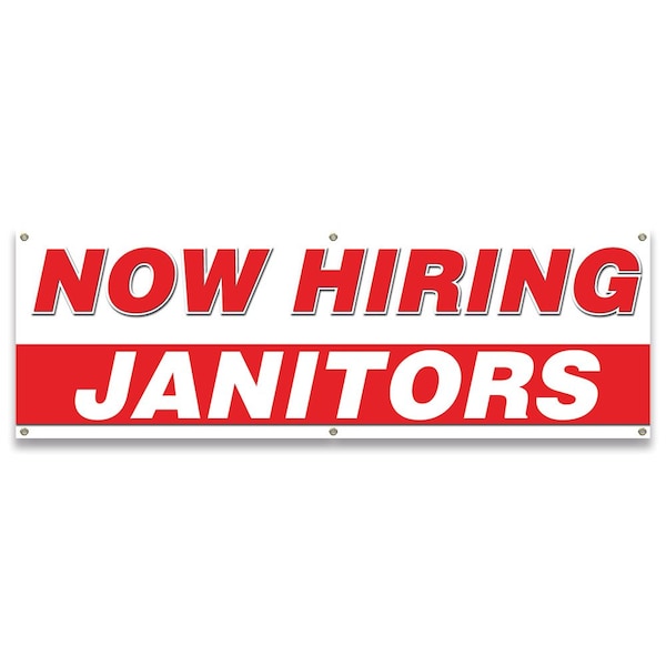 Now Hiring Janitors Banner Apply Inside Accepting Application Single Sided